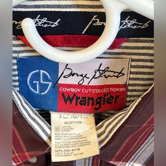 George Strait Cowboy Cut Wrangler Shirt Men XL/XG Red Plaid Contrast Cuff - Picture 3 of 4